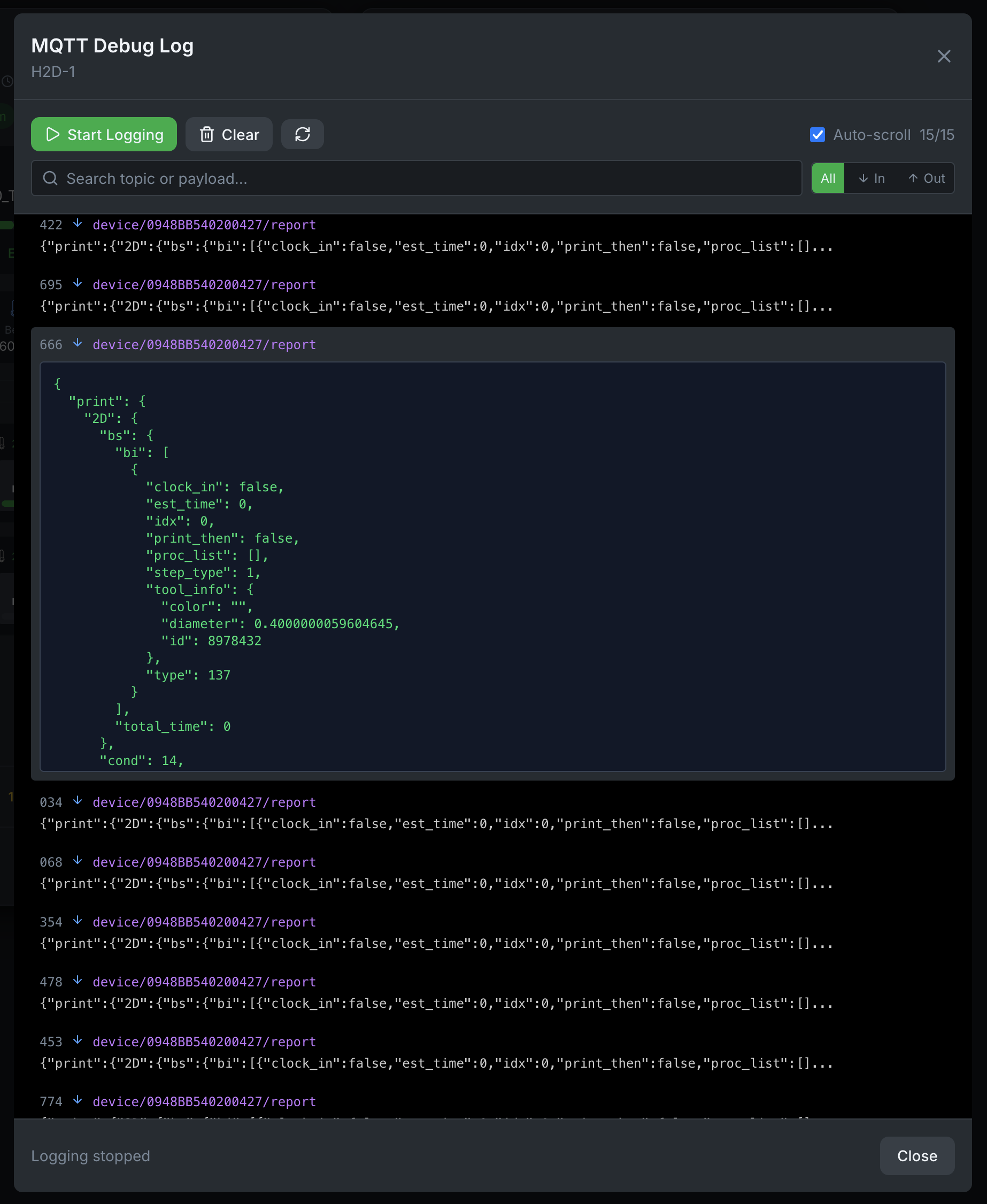 MQTT Debug Log
