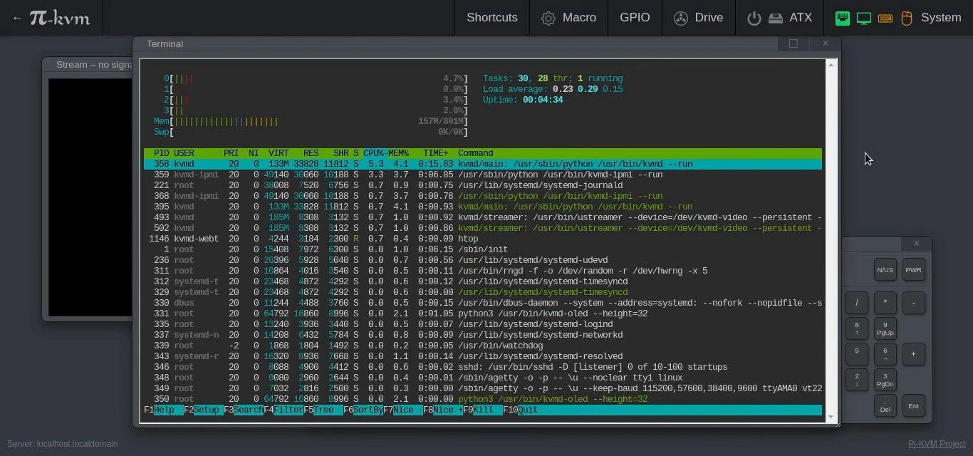 Web terminal in a window