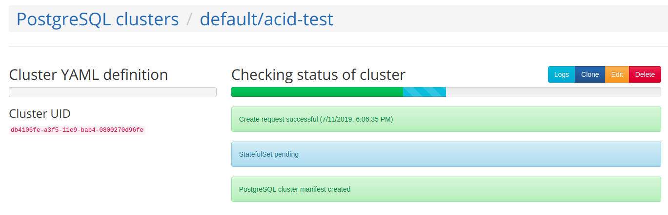 Cluster starting up pgui-cluster-startup