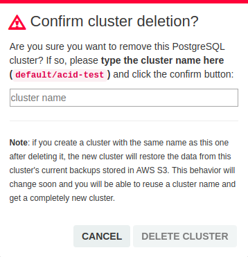 Confirm cluster deletion pgui-delete-cluster